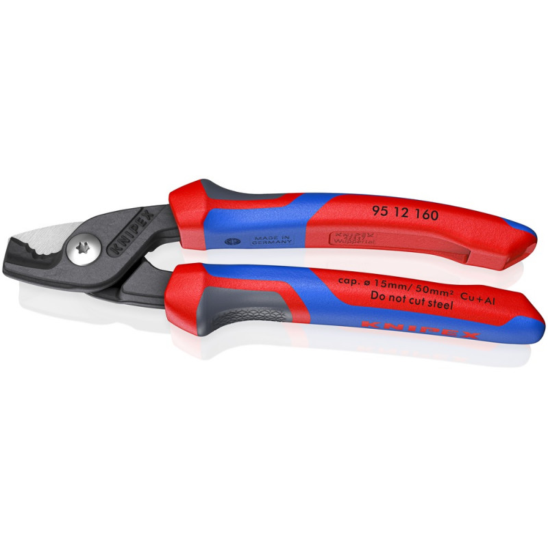 KNIPEX (95 12 160 SB) KNIPEX StepCut® Kabelschere mit Comfort-Griffen brüniert