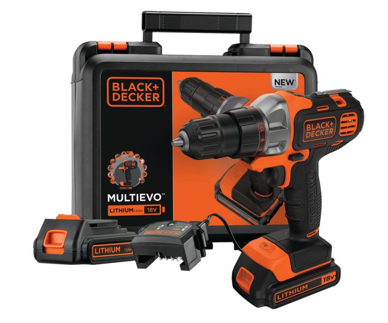 Black + Decker 18V Li-Ionen Multifunktionswerkzeug Multievo™ mit Bohrschrauber-Kopf und zwei Akkus - MT218KB-QW
