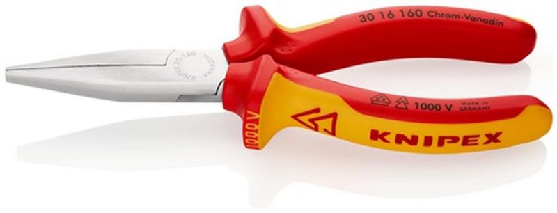 NW-KNIPEX Langbeckzange (Gesamtlänge 160 mm Form 1 / Kopf verchromt lang, flach) - 30 16 160