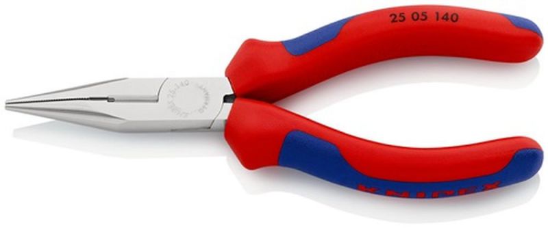 NW-KNIPEX Flachrundzange (Länge 140 mm flach/rund gerade / Mehrkomponenten-Hüllen) - 25 05 140