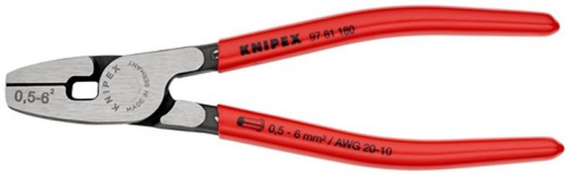NW-KNIPEX Aderendhülsenzange (Gesamtlänge 180 mm / 0,5 - 6,0 (AWG 20 - 10) mm² poliert) - 97 81 180