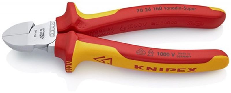 NW-KNIPEX Seitenschneider (Länge 160 mm / Kopf verchromt VDE) - 70 26 160