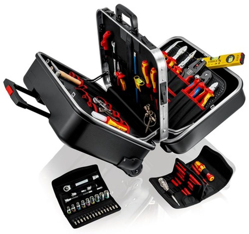 NW-KNIPEX Werkzeugsortiment (63-teilig / im Hartschalenkoffer mit Fahrgestell) - 00 21 41