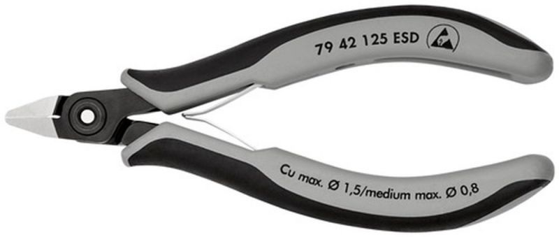 NW-KNIPEX Präzisions-Elektronik-Seitenschneider (Länge 125 mm Form 4 / Facette nein poliert) - 79 42 125 ESD