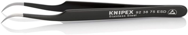 NW-KNIPEX Präzisionspinzette (Länge 120 mm 45° gewinkelt sichelform / rostfrei, antimagn., elektr. ableitend) - 92 38 75 ESD