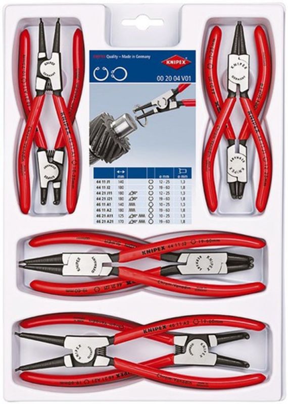 NW-KNIPEX Sicherungsringzangen-Satz (8-teilig SB-Lochung / 10 - 60 mm) - 00 20 04 V01