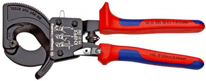 NW-KNIPEX Kabelschneider (Gesamtlänge 250 mm max. 32 (240 mm²) mm / Mehrkomponenten-Hüllen) - 95 31 250