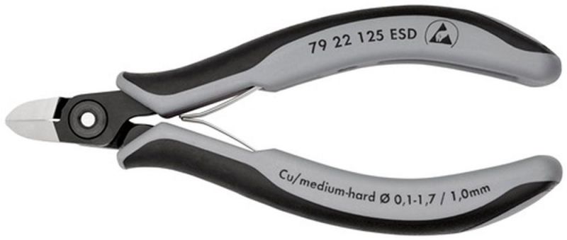 NW-KNIPEX Präzisions-Elektronik-Seitenschneider (Länge 125 mm Form 2 / Facette nein poliert) - 79 22 125 ESD