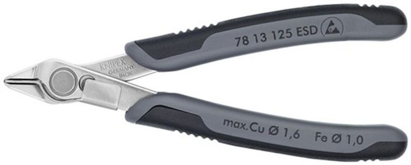 NW-KNIPEX Elektronik-Seitenschneider (Länge 125 mm Form 1 / Facette nein) - 78 13 125 ESD