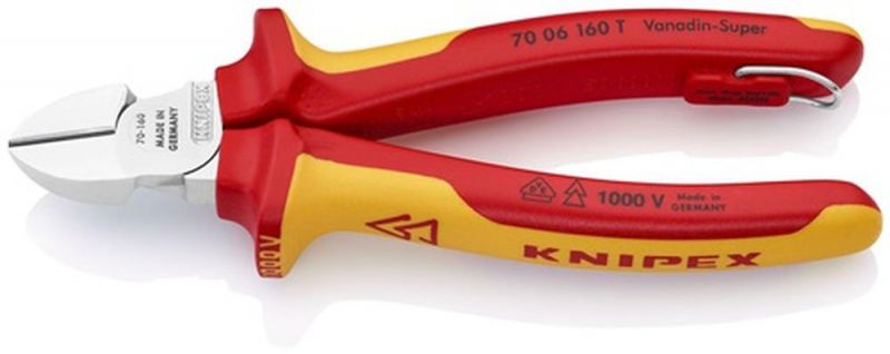 NW-KNIPEX Seitenschneider (Länge 160 mm / mit Befestigungsöse VDE) - 70 06 160 T