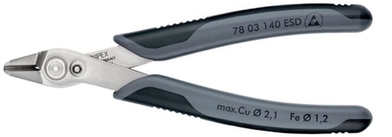 NW-KNIPEX Elektronik-Seitenschneider (Länge 140 mm / Facette nein) - 78 03 140 ESD
