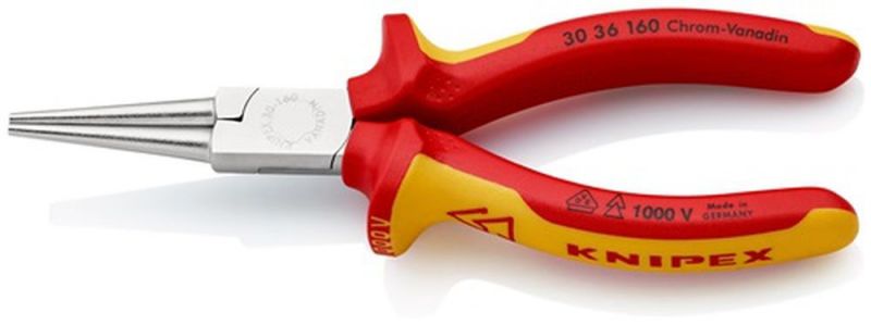 NW-KNIPEX Langbeckzange (Gesamtlänge 160 mm Form 3 / Kopf verchromt lang, rund) - 30 36 160