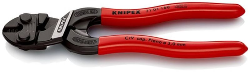 NW-KNIPEX Kompaktbolzenschneider (Länge 160 mm Kunststoffüberzug / gerade 3 mm ohne Aussparung) - 71 01 160