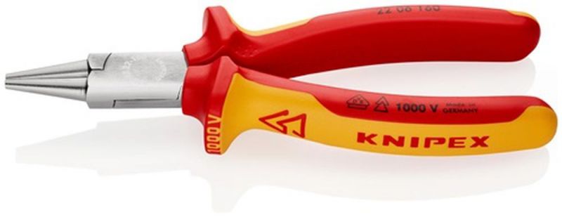 NW-KNIPEX Rundzange (Länge 160 mm / Zange verchromt VDE) - 22 06 160
