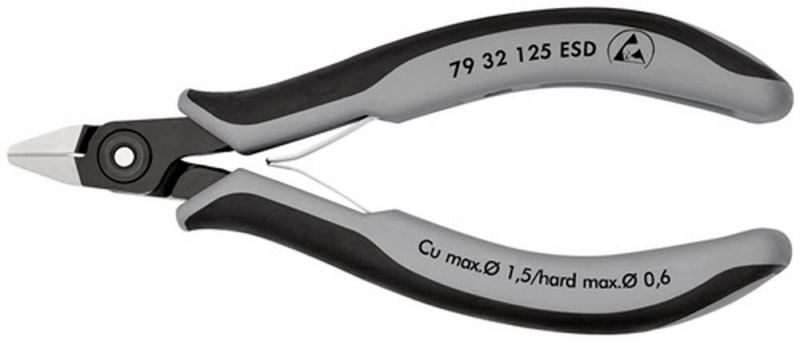 NW-KNIPEX Präzisions-Elektronik-Seitenschneider (Länge 125 mm Form 3 / Facette ja, sehr klein poliert) - 79 32 125 ESD