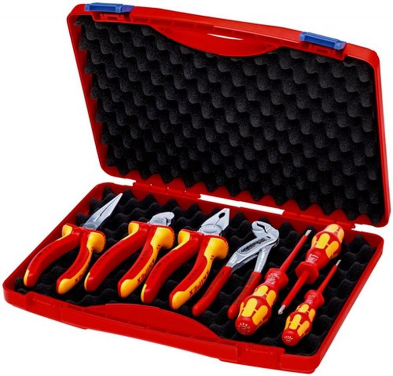 NW-KNIPEX Zangen-/Werkzeug-Satz (7-teilig / Mehrkomponenten-Hüllen/Kunststoffüberzug) - 00 21 15