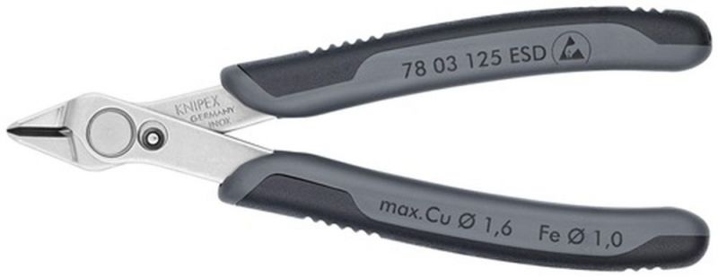 NW-KNIPEX Elektronik-Seitenschneider (Länge 125 mm Form 0 / Facette nein) - 78 03 125 ESD