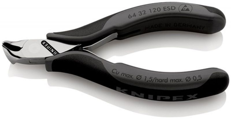NW-KNIPEX Elektronik-Vornschneider (Länge 120 mm / Form 3 Facette ja, kleine spiegelpoliert) - 64 32 120 ESD