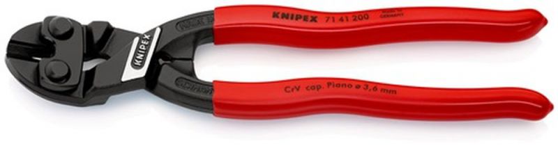 NW-KNIPEX Kompaktbolzenschneider (Länge 200 mm Kunststoffüberzug / 20 ° 3,6 mm mit Aussparung) - 71 41 200