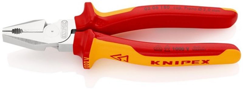 NW-KNIPEX Kraftkombizange (Länge 180 mm / verchromt Mehrkomponenten-Hüllen) - 02 06 180