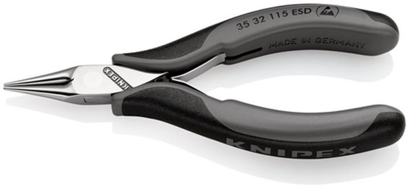 NW-KNIPEX Elektronik-Greifzange (Gesamtlänge 115 mm ESD / flachbreite Backen spiegelpoliert Form 3) - 35 32 115 ESD