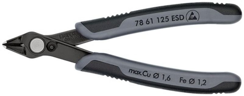 NW-KNIPEX Elektronik-Seitenschneider (Länge 125 mm Form 6 / Facette nein) - 78 61 125 ESD