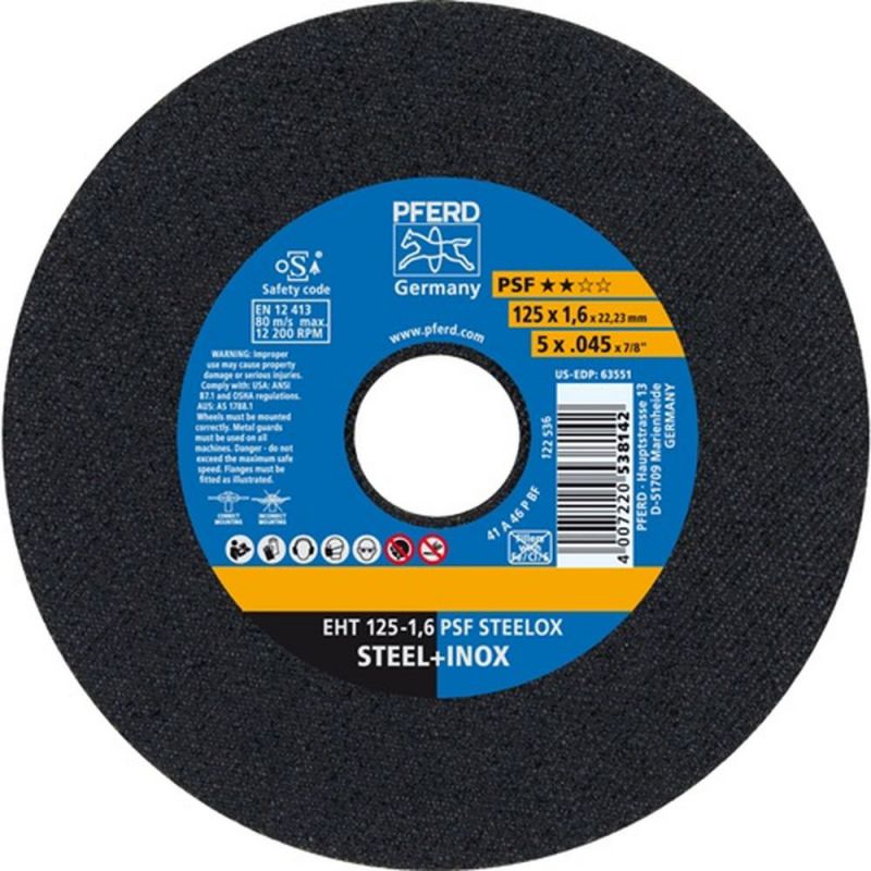 PFERD Trennscheibe (D125x1,6mm gerade / INOX / Inhalt: 25 Stück) - 61721121