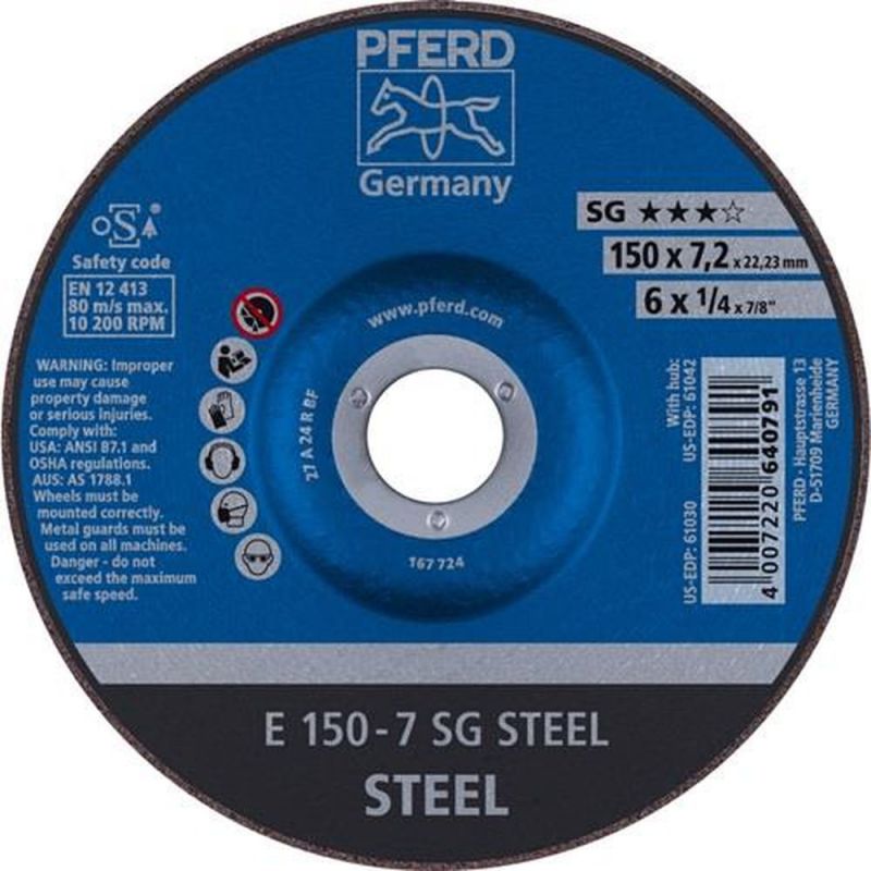 PFERD Schruppscheibe (D150xS7,2mm / gekröpft Stahl / Inhalt: 10 Stück) - 62215726