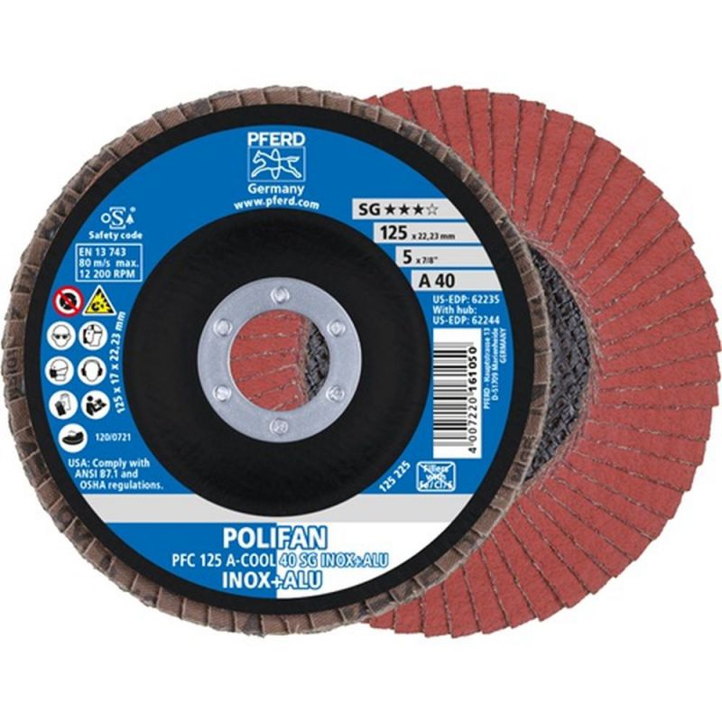 PFERD Fächerscheibe (Ø 125 mm Körnung 40 konisch / INOX/Aluminium Normalkorund / Inhalt: 10 Stück) - 67754125