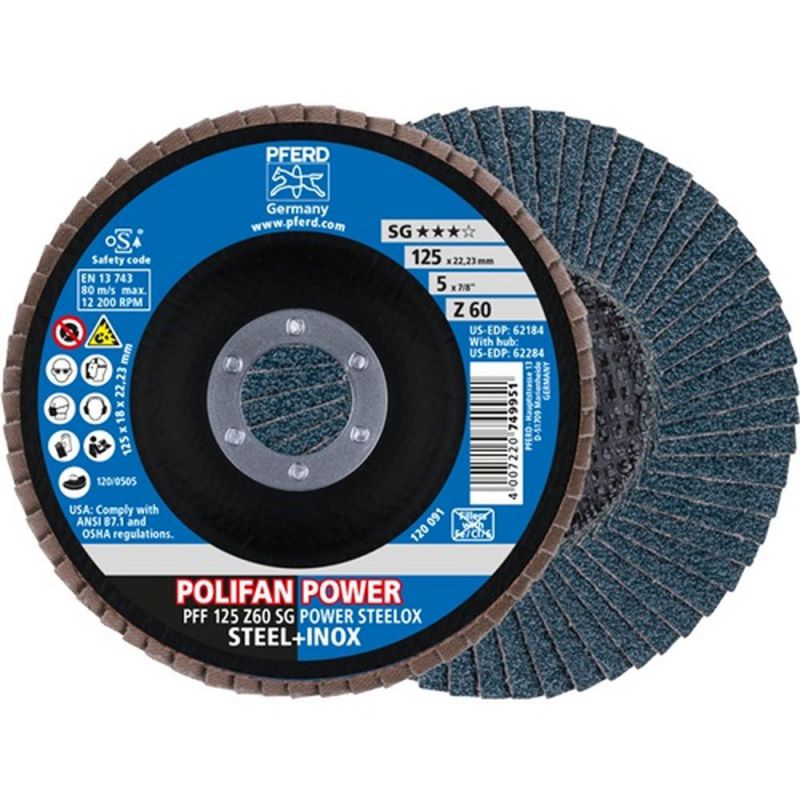 PFERD Fächerscheibe (Ø 125 mm Körnung 60 / INOX Zirkonkorund / Inhalt: 10 Stück) - 67686125
