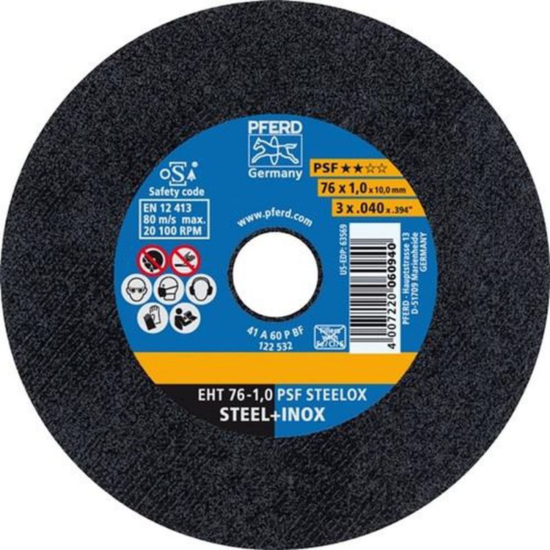 PFERD Trennscheibe (Ø 76 mm Scheibenstärke 1 mm gerade / Korund A / Inhalt: 25 Stück) - 65508100