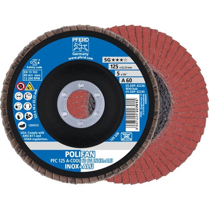 PFERD Fächerscheibe (Ø 125 mm Körnung 60 konisch / INOX/Aluminium Normalkorund / Inhalt: 10 Stück) - 67756125