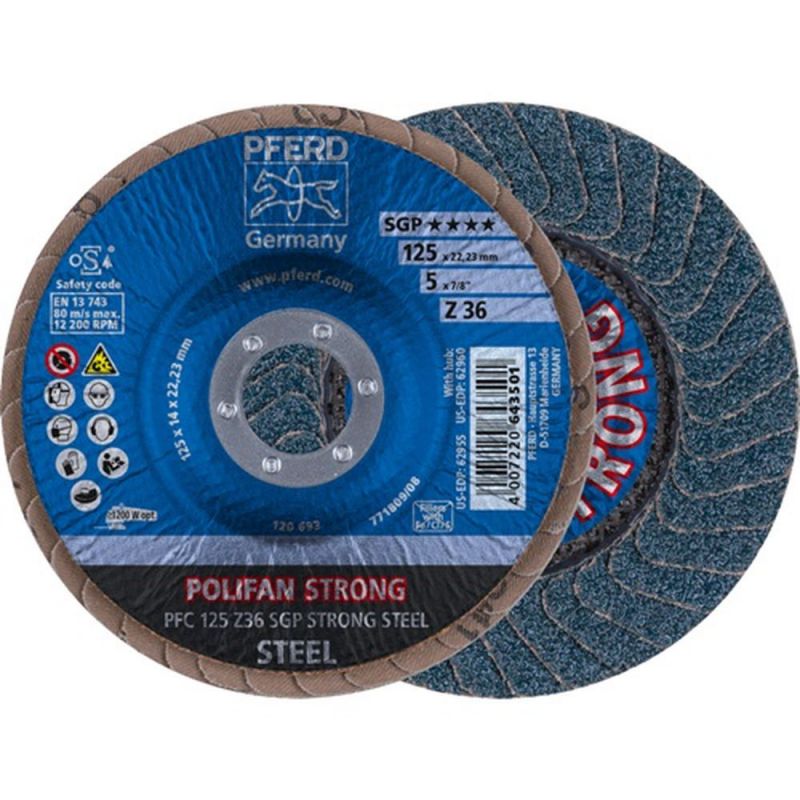 PFERD Fächerscheibe (Ø 125 mm Körnung 36 konisch / INOX Zirkonkorund / Inhalt: 10 Stück) - 67788025