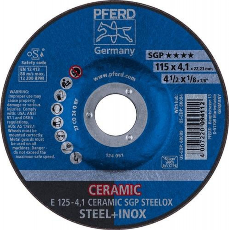 PFERD Schruppscheibe (D125xS4,1mm / gekröpft SG STEELOX / Inhalt: 10 Stück) - 62100125