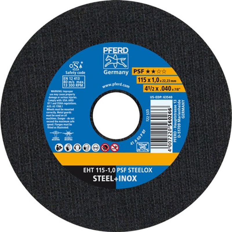 PFERD Trennscheibe (D115x1mm gerade / INOX / Inhalt: 25 Stück) - 61730100
