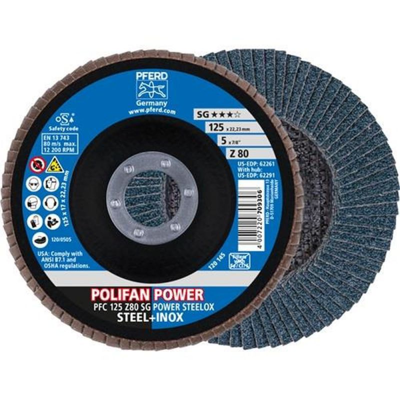 PFERD Fächerscheibe (Ø 125 mm Körnung 80 / INOX Zirkonkorund Z / Inhalt: 10 Stück) - 67788126