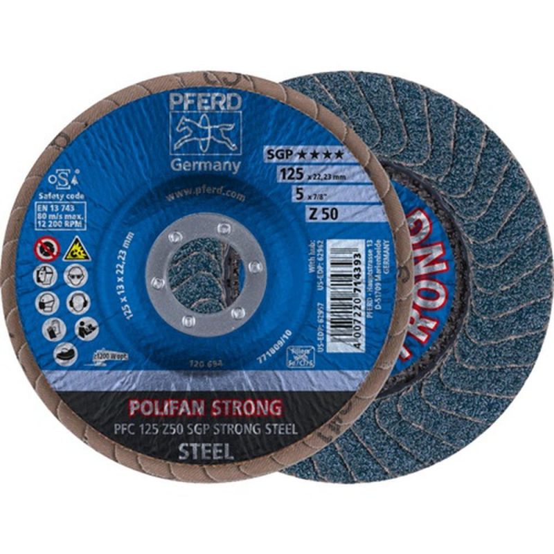 PFERD Fächerscheibe (Ø 125 mm Körnung 50 konisch / INOX Zirkonkorund / Inhalt: 10 Stück) - 67788125