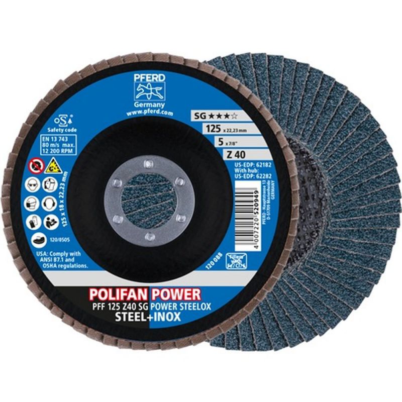 PFERD Fächerscheibe (Ø 125 mm Körnung 40 / INOX Zirkonkorund / Inhalt: 10 Stück) - 67684125