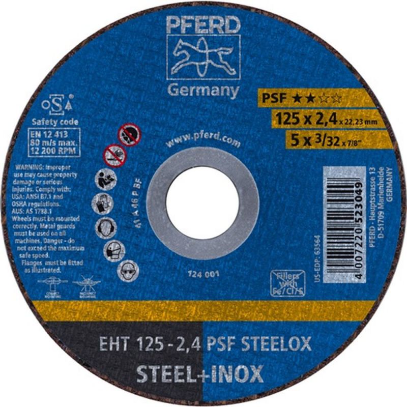 PFERD Trennscheibe (D125x2,4mm gerade / INOX / Inhalt: 25 Stück) - 61721122