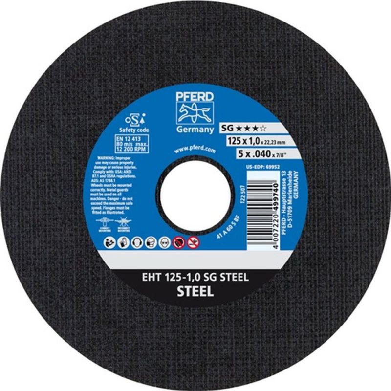 PFERD Trennscheibe (D125x1mm gerade / Stahl / Inhalt: 25 Stück) - 61341082
