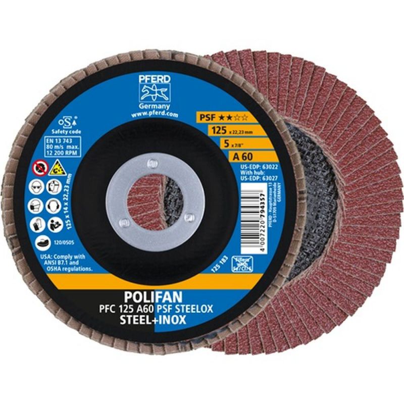 PFERD Fächerscheibe (Ø 125 mm Körnung 60 konisch / Stahl/INOX Normalkorund / Inhalt: 10 Stück) - 67746125