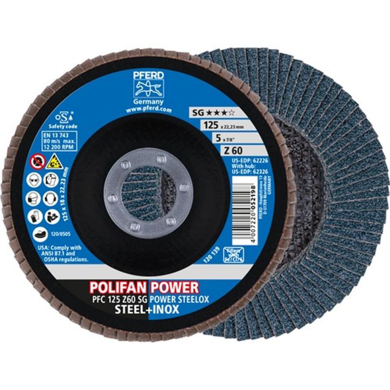 PFERD Fächerscheibe (Ø 125 mm Körnung 60 / INOX Zirkonkorund / Inhalt: 10 Stück) - 67786125