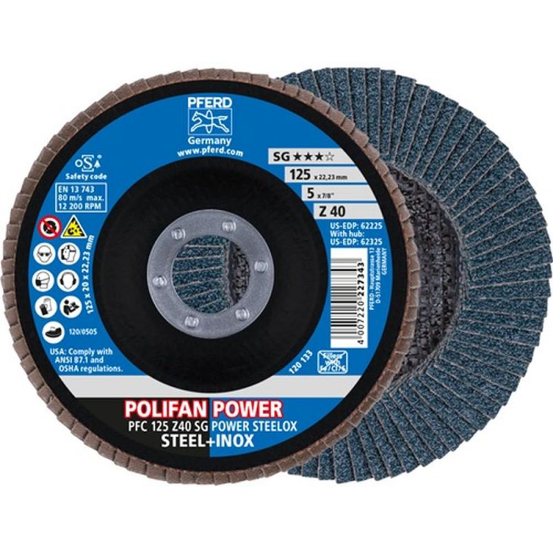 PFERD Fächerscheibe (Ø 125 mm Körnung 40 / INOX Zirkonkorund / Inhalt: 10 Stück) - 67784125