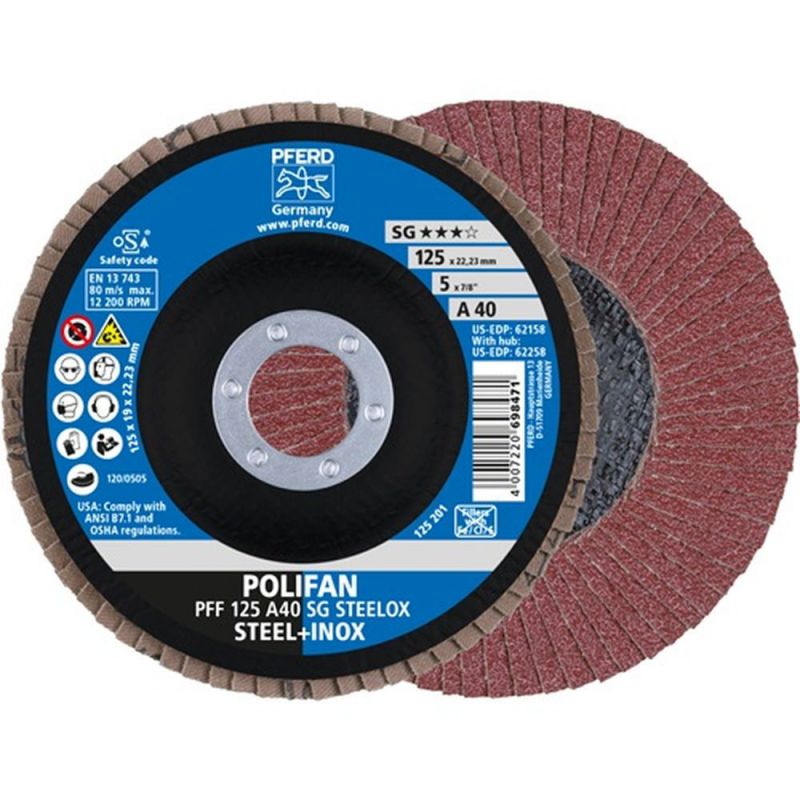 PFERD Fächerscheibe (Ø 125 mm Körnung 40 flach / INOX Normalkorund / Inhalt: 10 Stück) - 67604125