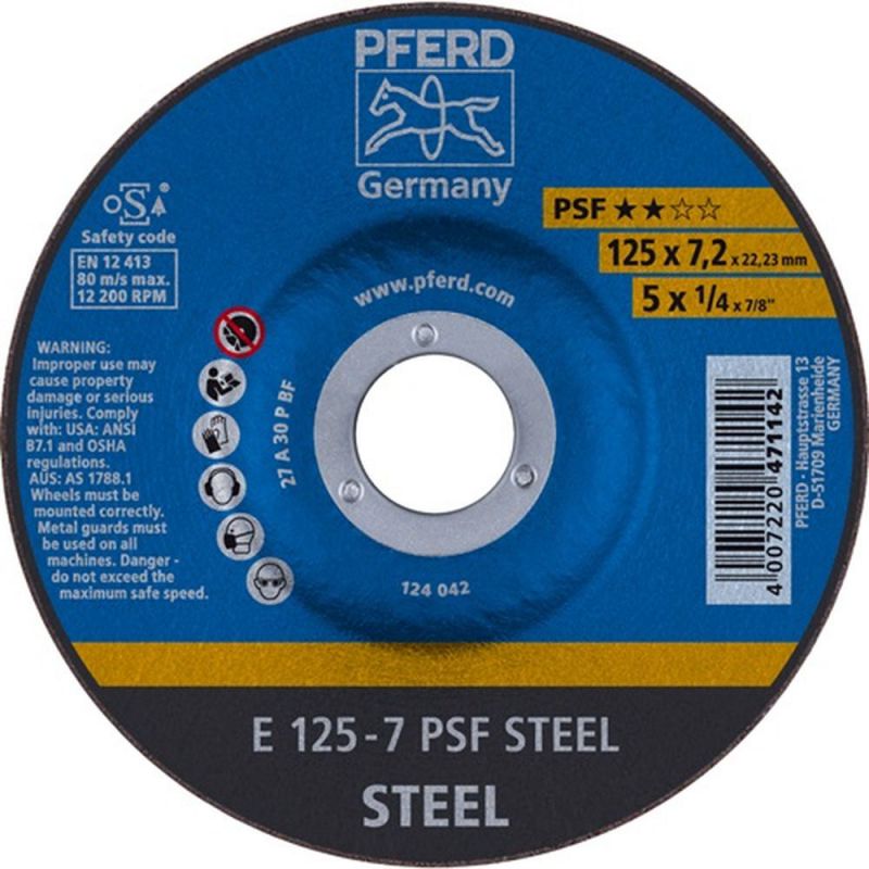 PFERD Schruppscheibe (D125xS7,2mm / gekröpft Stahl / Inhalt: 10 Stück) - 62012634