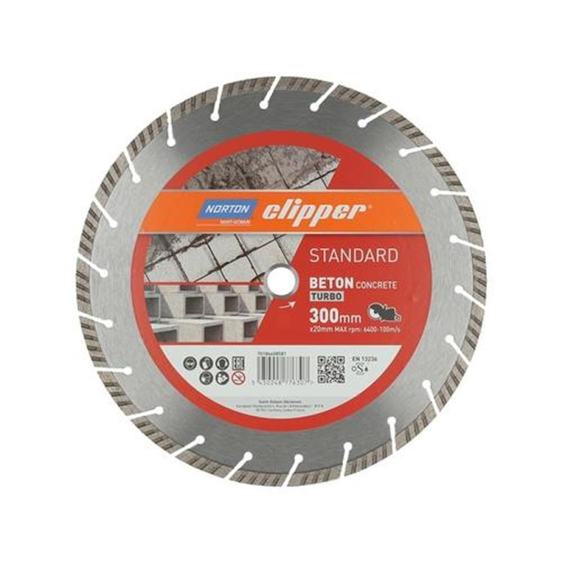 Norton Clipper Diamanttrennscheibe (Ø 300 mm Segmenthöhe 10 mm / für Winkelschleifer Segmentbreite 3,7 mm) - 70184608581