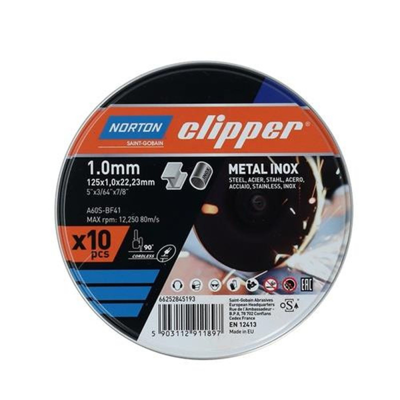 Norton Clipper Trennscheibe (D125x1,0mm Typ 41 / Metall-Inox 12250 min-1) - 66252845193