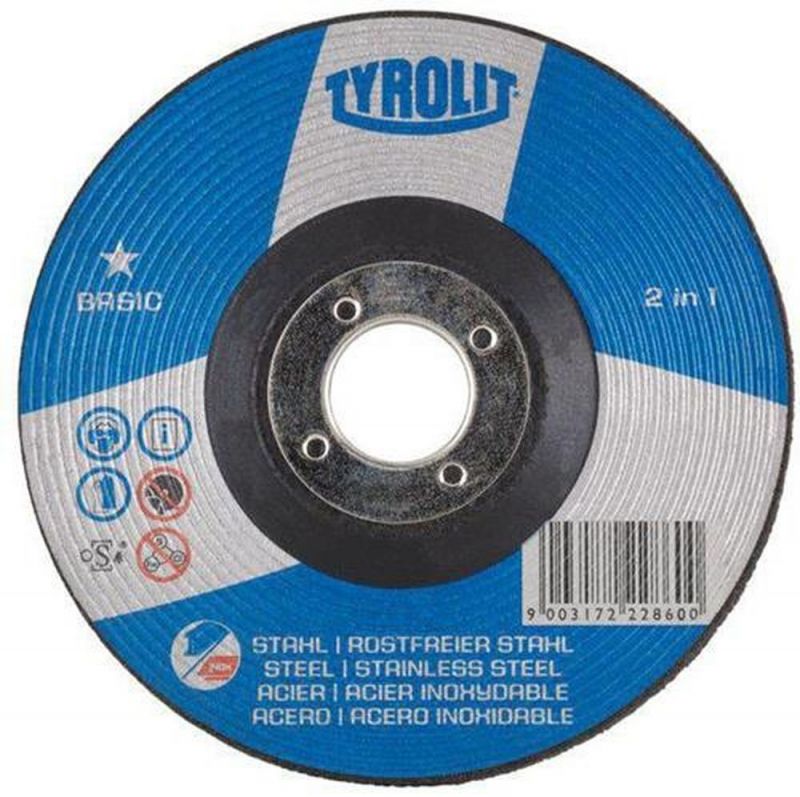 Tyrolit Schruppscheibe (D125xS6mm Körnung 30 / gekröpft 2in1 / Inhalt: 10 Stück) - 222860