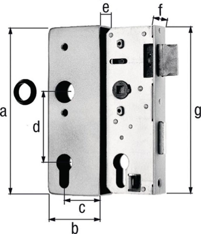 NW-GAH Schlosskasten (DIN links / rechts / Maß A170xB60xC40 mm Maß E 30 mm) - 413354