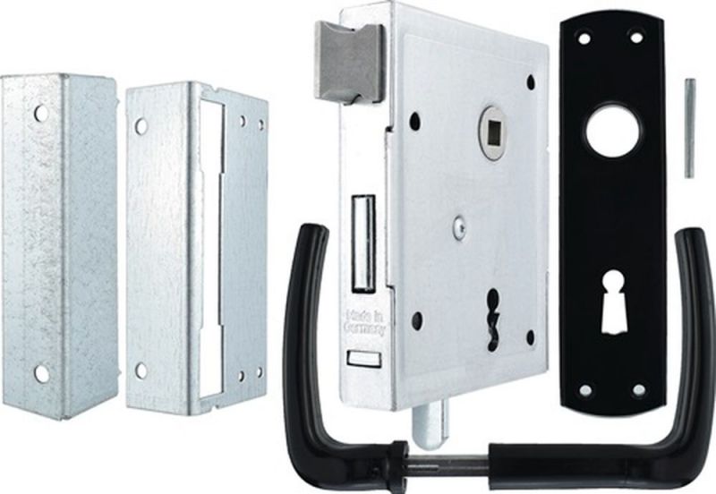 BEVER Universal-Kastenschloss (DIN links/rechts BB / mit Drücker und Schild) - 79BK